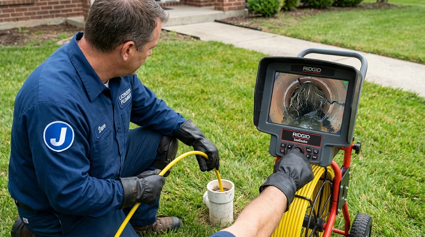 Sewer camera inspection being performed by Johns Plumbing LLC in Flanagan