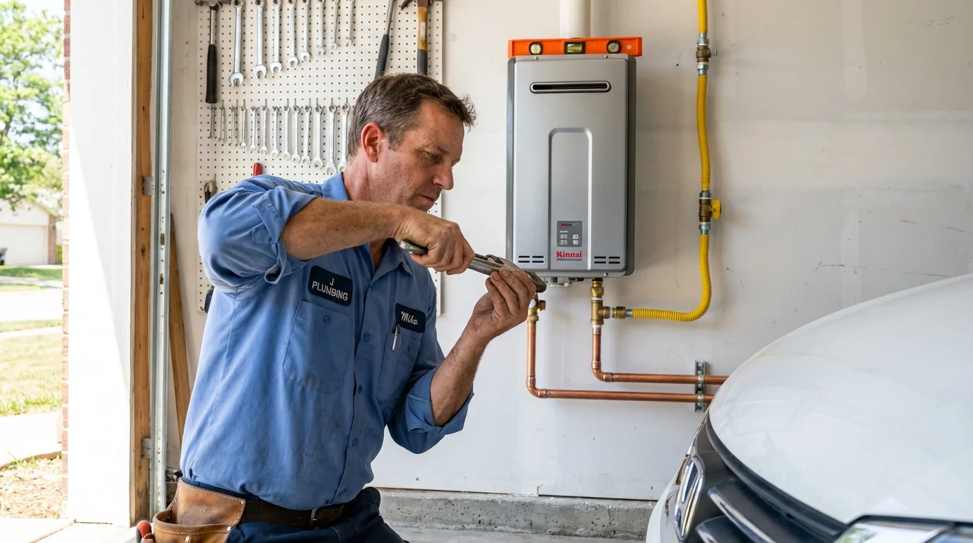 Tankless water heater installation by a Johns Plumbing LLC plumber in Flanagan